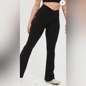 NEW Aerie Offline Real Me High Waisted Cross Over Black Flare Leggings Sz XXL